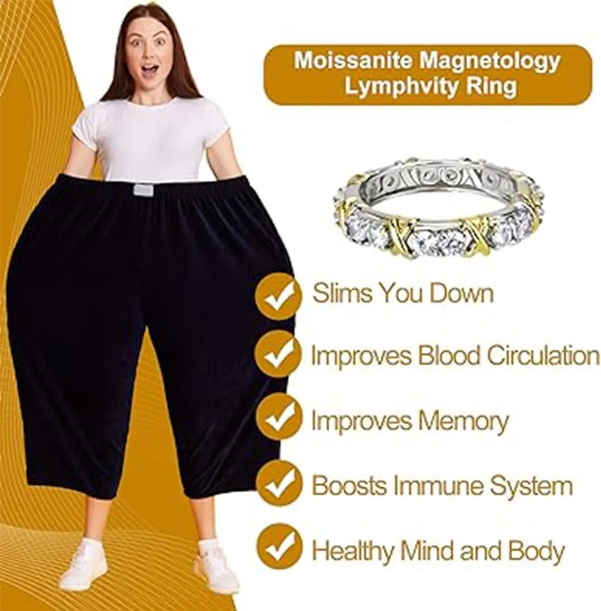 Moissanite Rings for Women,Magnetologys Moissanite Diamond Ring,Zircon Shaping Cross Rhinestones Magnetic Rings Lymphatic Ring for Women,Shiny Moissanite Stacking Rings (1PC-Gold,7)