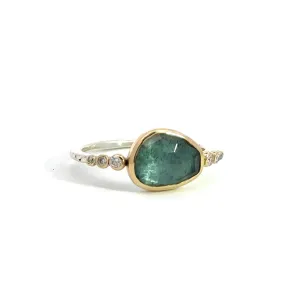 Moss Aquamarine and Diamond Ring