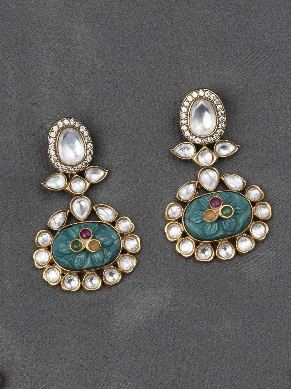 Multicolor Gold Plated Moissanite Necklace Set - MO-S49MGR
