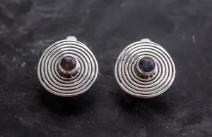 Mystic Topaz Earrings - Purple Swirl Earrings - Vintage Spiral Earrings