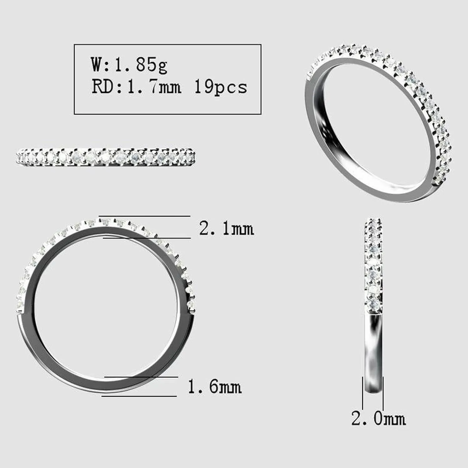 NANA Jewels Wedding Band CZ Ring 3/8cttw Stackable Ring in Solid 10K Gold w/Pure Brilliance Zirconia, Fashion Ring