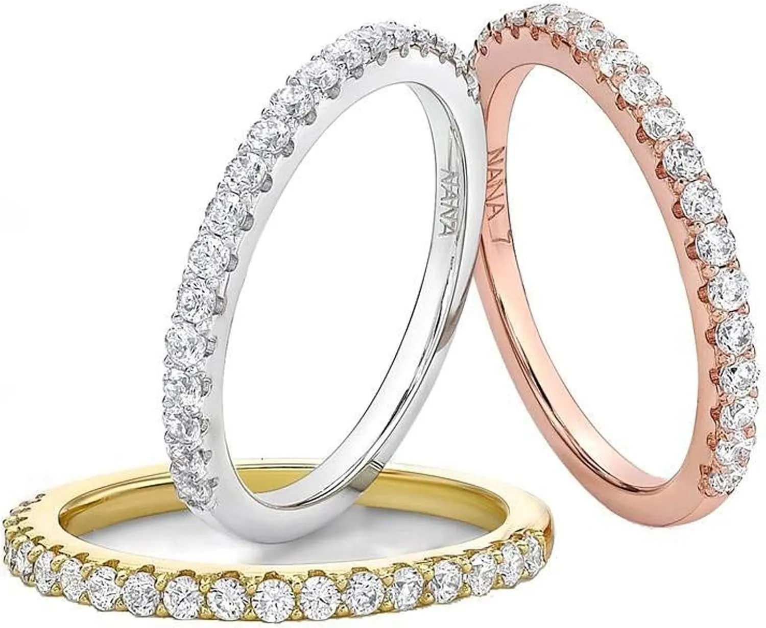 NANA Jewels Wedding Band CZ Ring 3/8cttw Stackable Ring in Solid 10K Gold w/Pure Brilliance Zirconia, Fashion Ring
