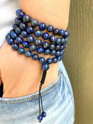 Natural LAPIS LAZULI 8MM 108 Mala Beads, Spiritual, Meditation Beads, Reiki, Japa Mala, Buddhist Prayer Beads, Yoga Bracelet, healing beads LKMALA-RRGU-2365