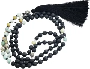 Natural Lava Amazonite 8mm 108 Mala Beads, Spiritual, Meditation Beads, Reiki, Japa Mala, Buddhist Prayer Beads, Yoga Bracelet, healing beads LKMALA-RRGU-3549