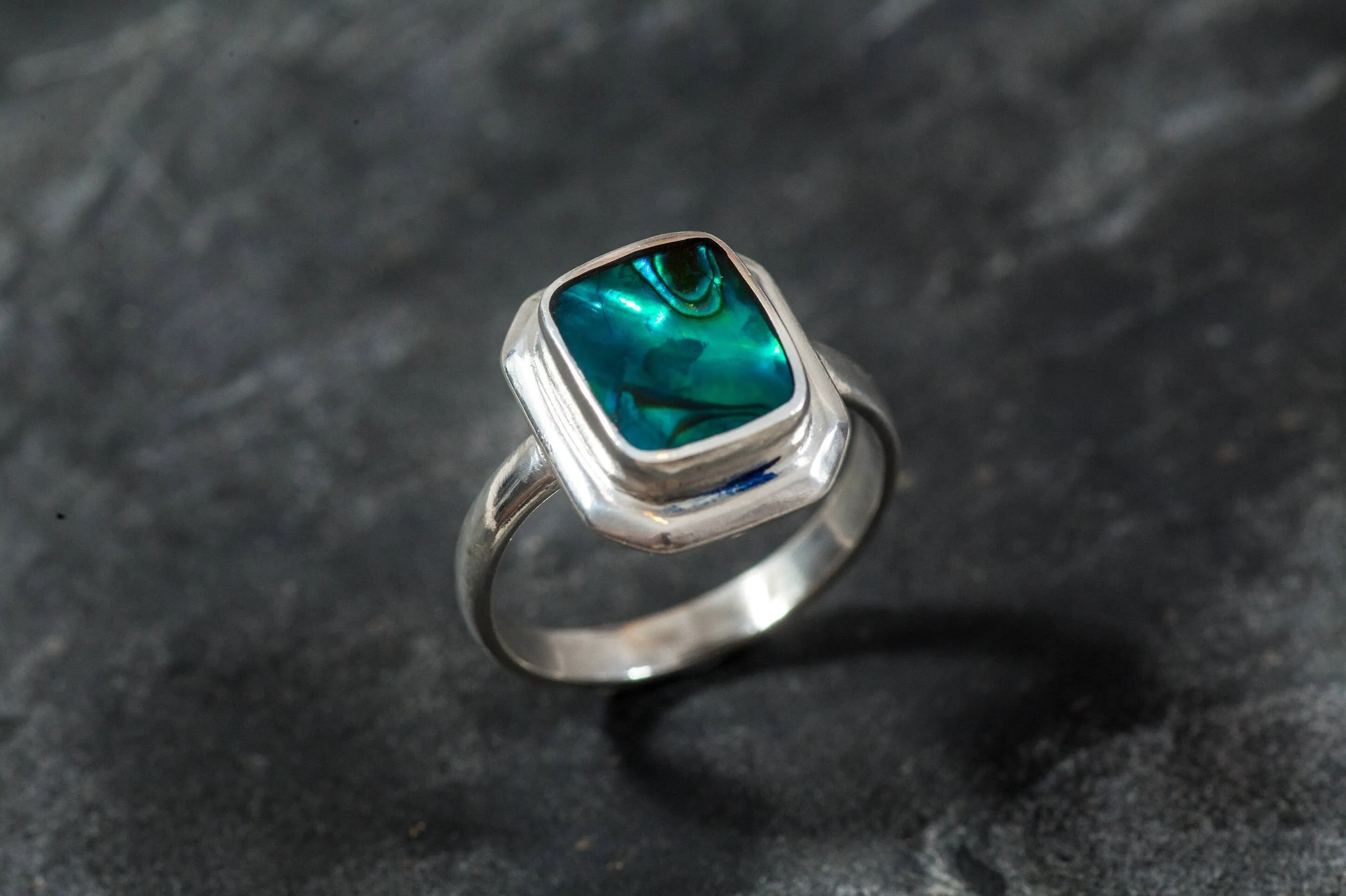 Natural Shell Pearl Ring - Vintage Abalone Ring - Unique Statement Ring
