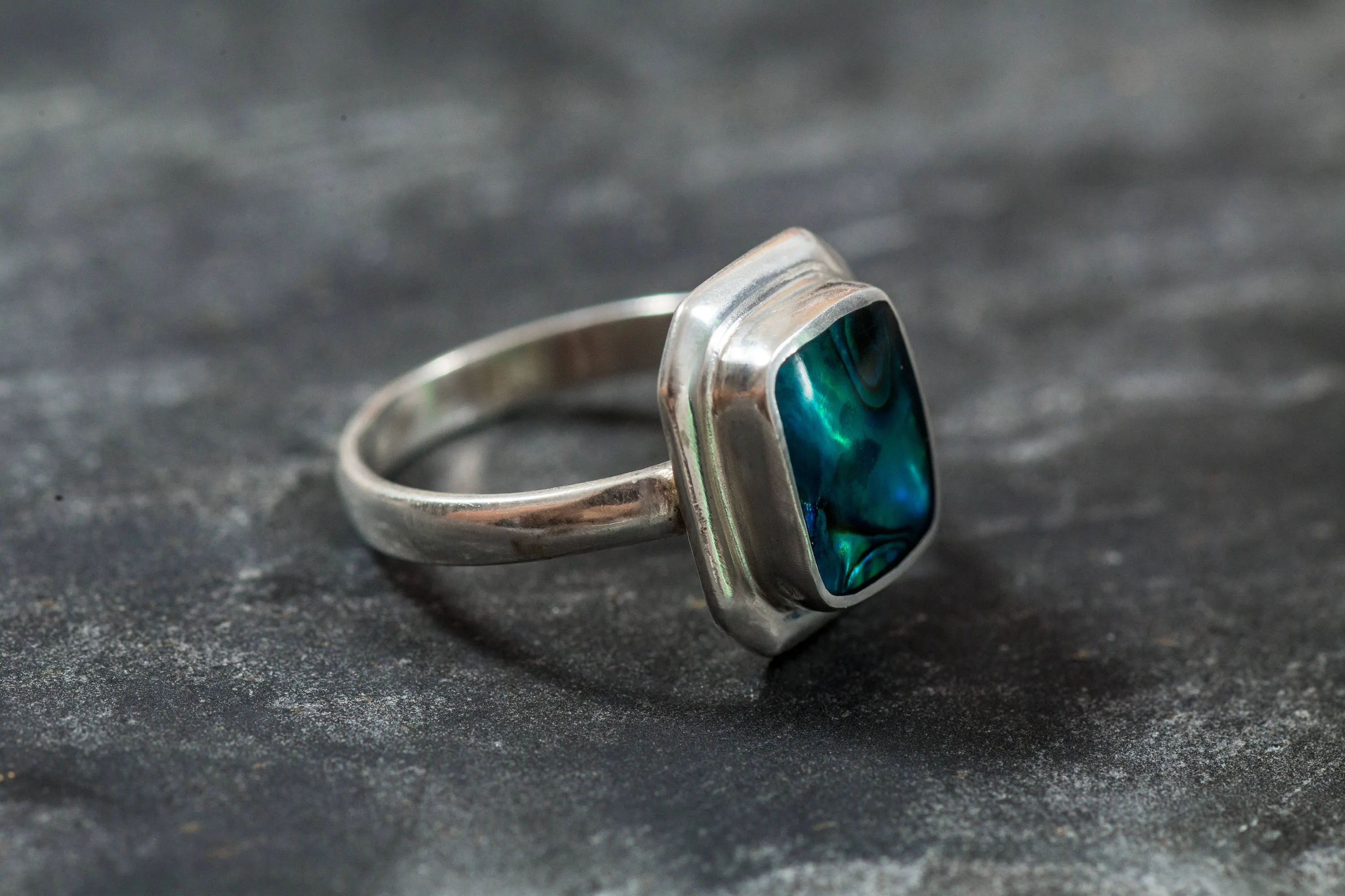 Natural Shell Pearl Ring - Vintage Abalone Ring - Unique Statement Ring