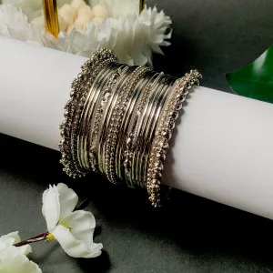 Navratri Traditional Silver Oxidized Bangle Set For Women
