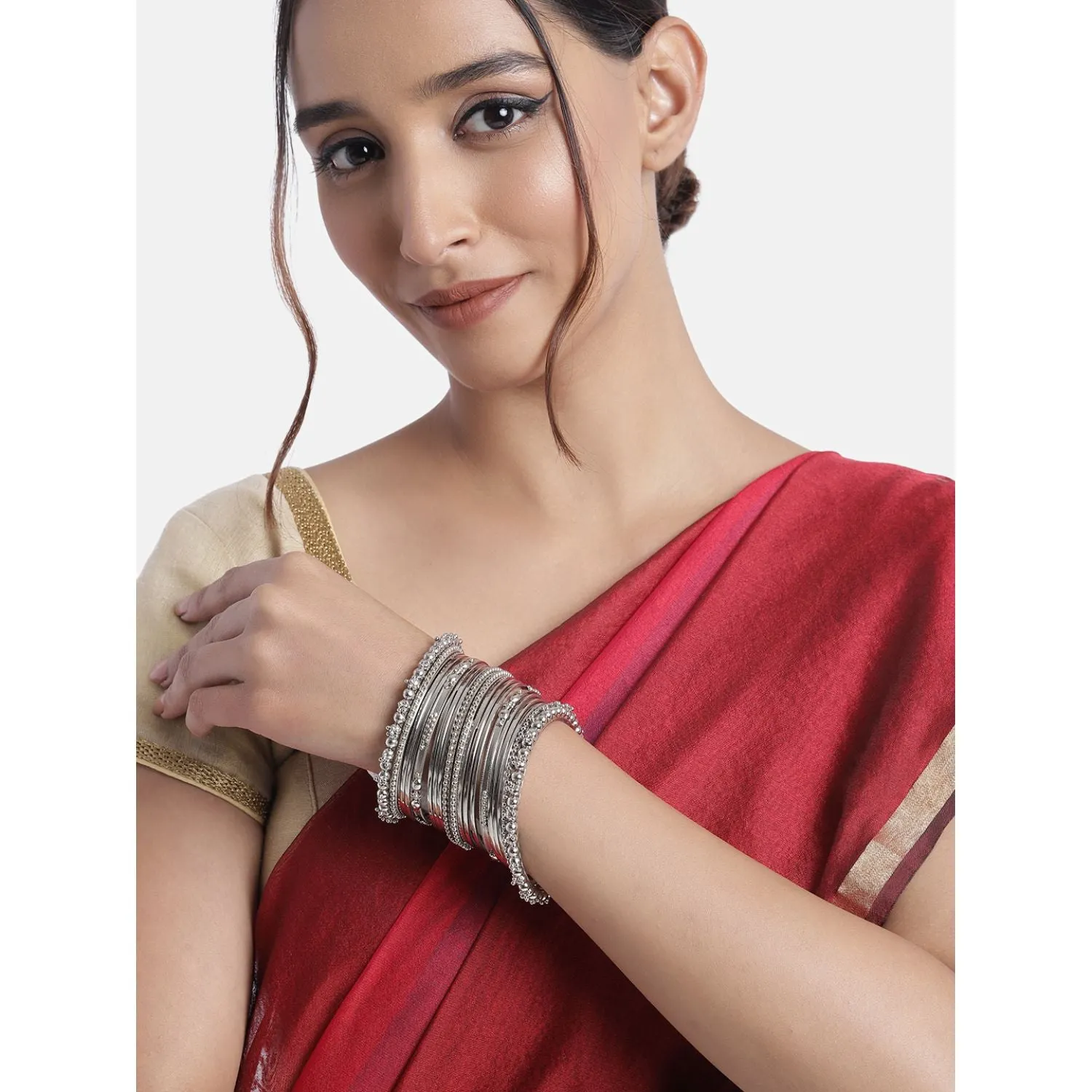 Navratri Traditional Silver Oxidized Bangle Set For Women