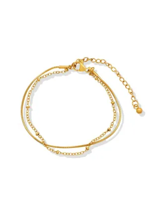 Nia Minimalist Layered Bracelet in Gold