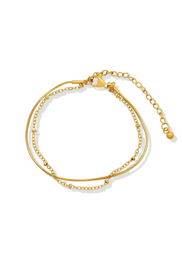 Nia Minimalist Layered Bracelet in Gold