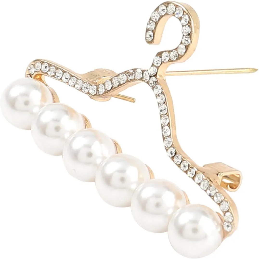 NOLITOY 1Pc Alloy Coat Hanger Brooch with Pearl and Rhinestone Decoration Elegant Accessory for Parties Weddings and Gatherings for Loved Ones