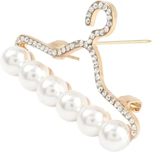 NOLITOY 1Pc Alloy Coat Hanger Brooch with Pearl and Rhinestone Decoration Elegant Accessory for Parties Weddings and Gatherings for Loved Ones