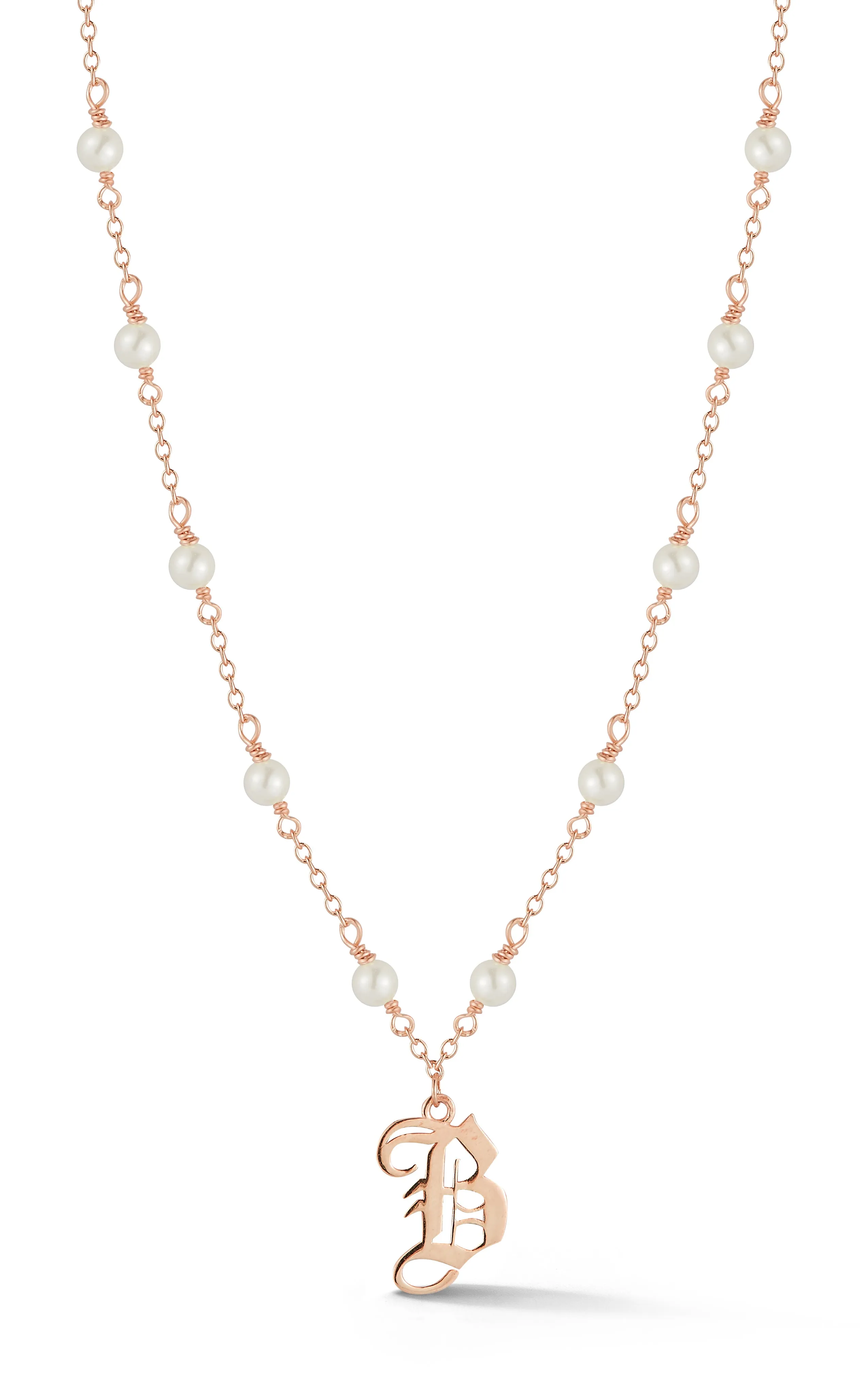 Old English Initial Pearl Necklace