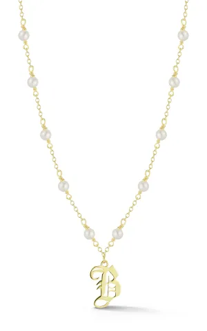 Old English Initial Pearl Necklace