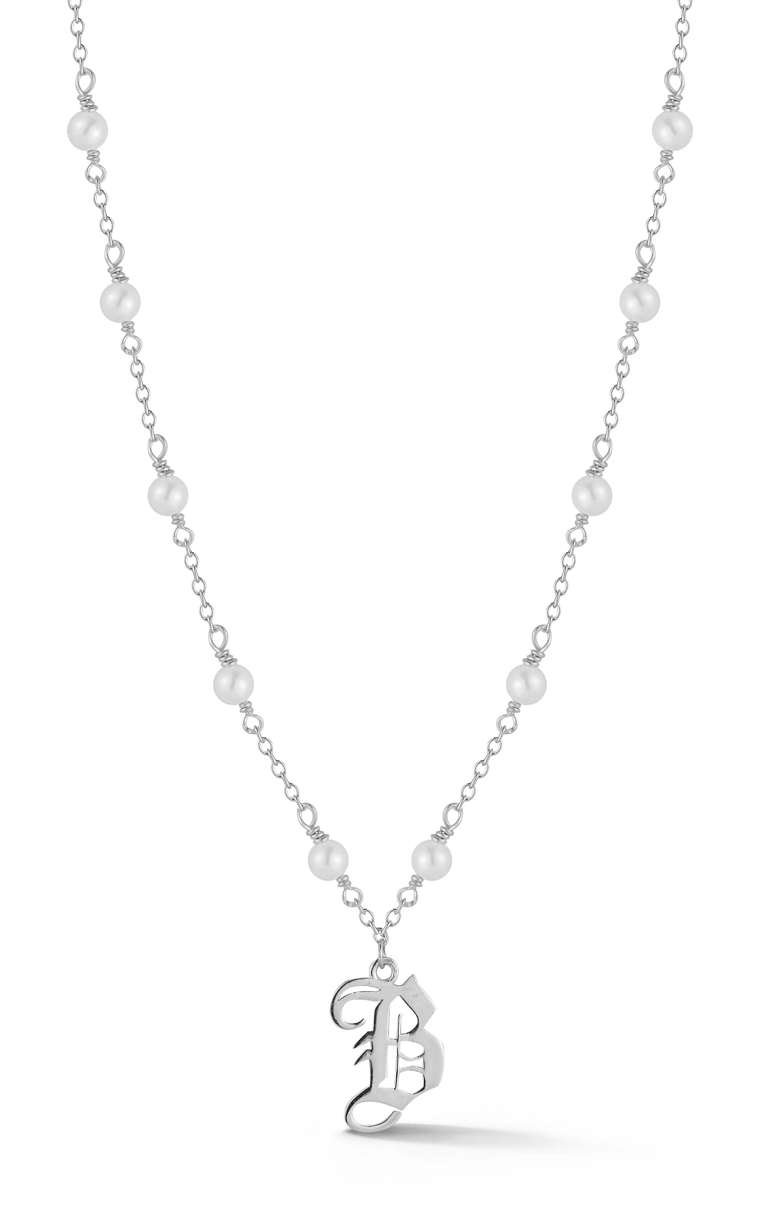 Old English Initial Pearl Necklace