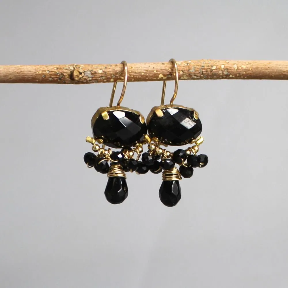 Onyx Orchid Earrings