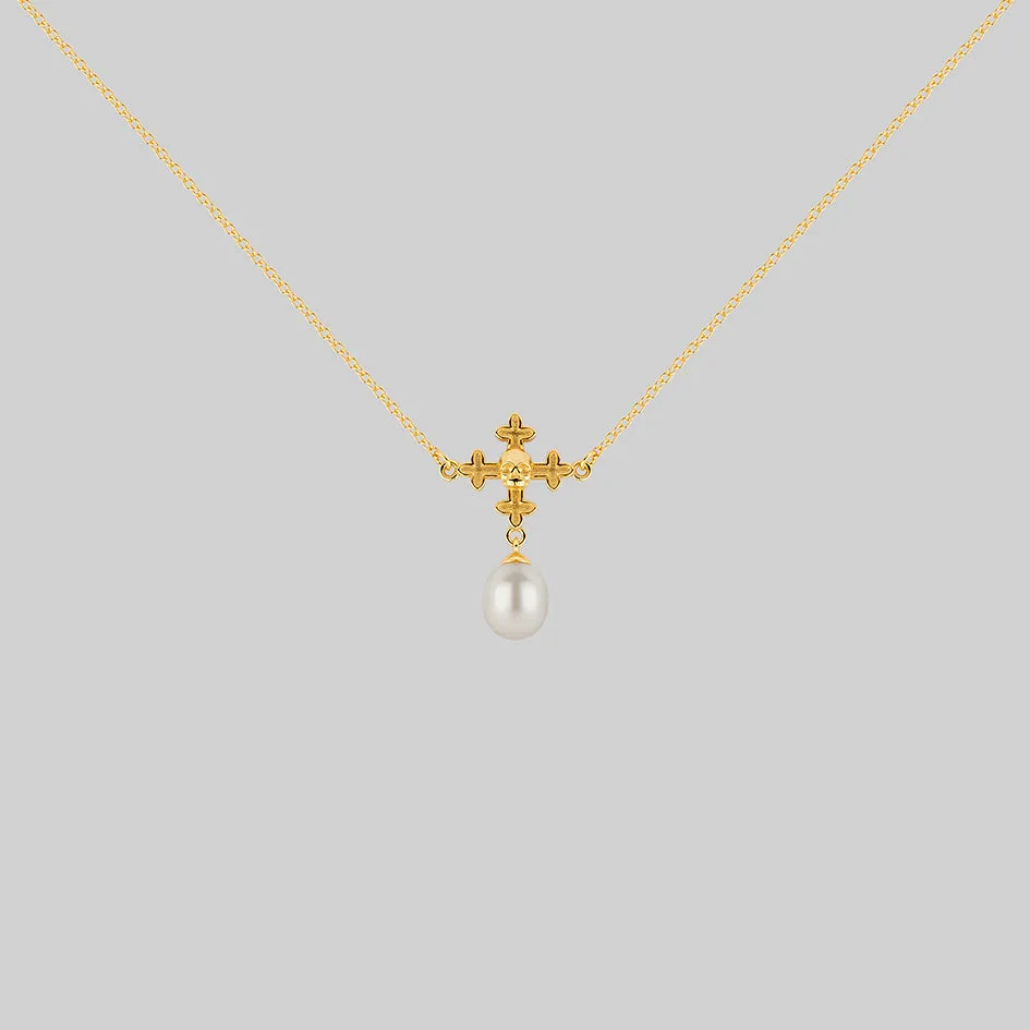 OPHELIA. Medieval Cross Collar - Gold