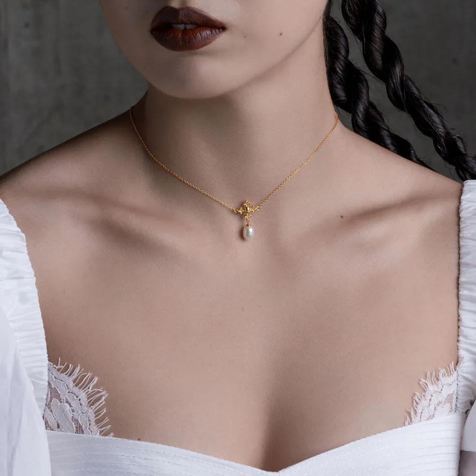 OPHELIA. Medieval Cross Collar - Gold