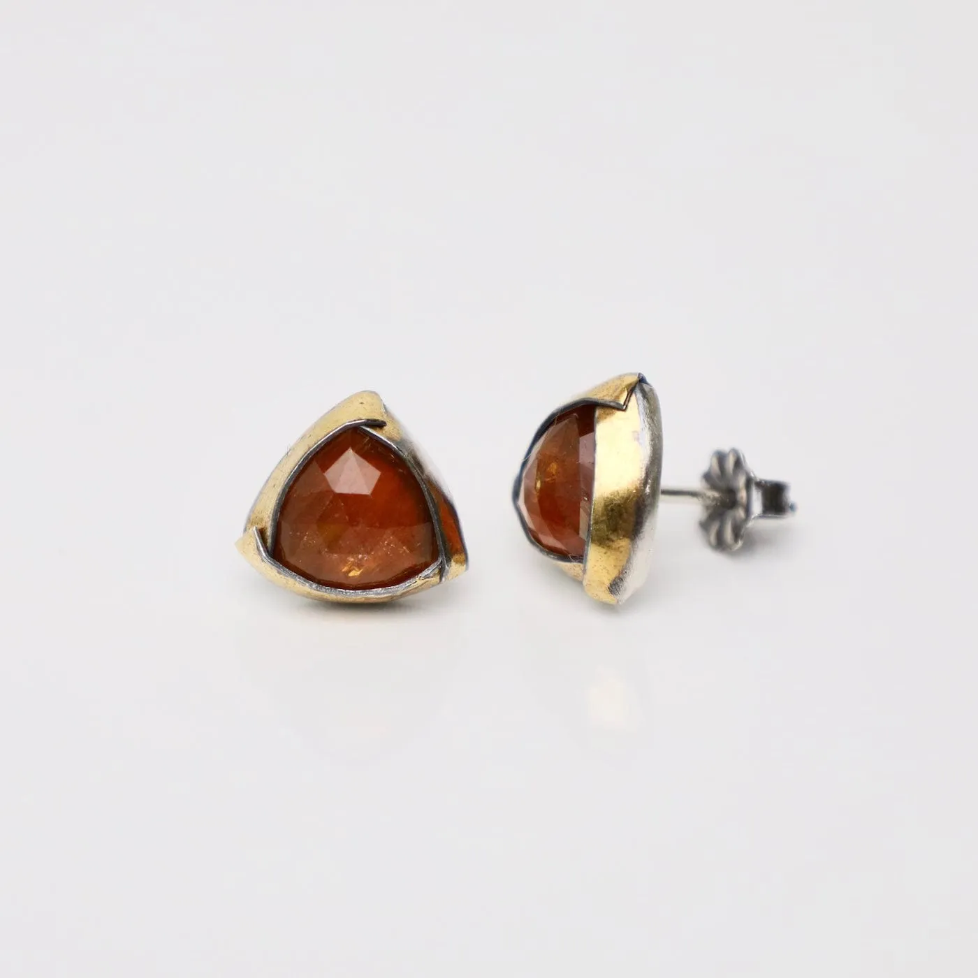 Orange Kyanite Tri Fold Stud Earrings