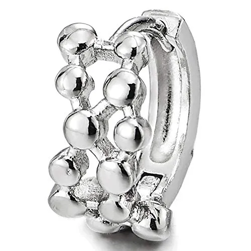 Pair Link of Dots Huggie Hinged Hoop Earrings for Men Women, Unique Design