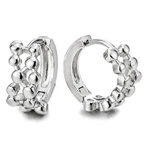 Pair Link of Dots Huggie Hinged Hoop Earrings for Men Women, Unique Design