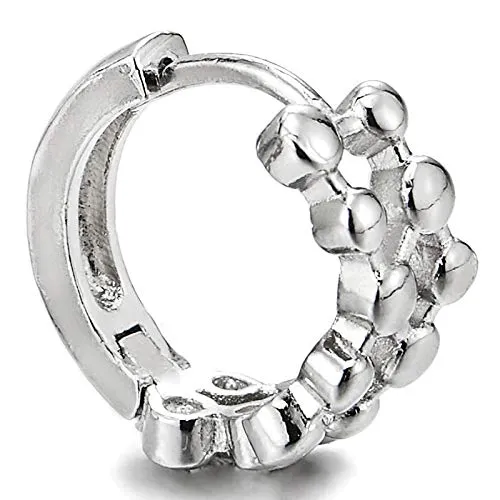 Pair Link of Dots Huggie Hinged Hoop Earrings for Men Women, Unique Design