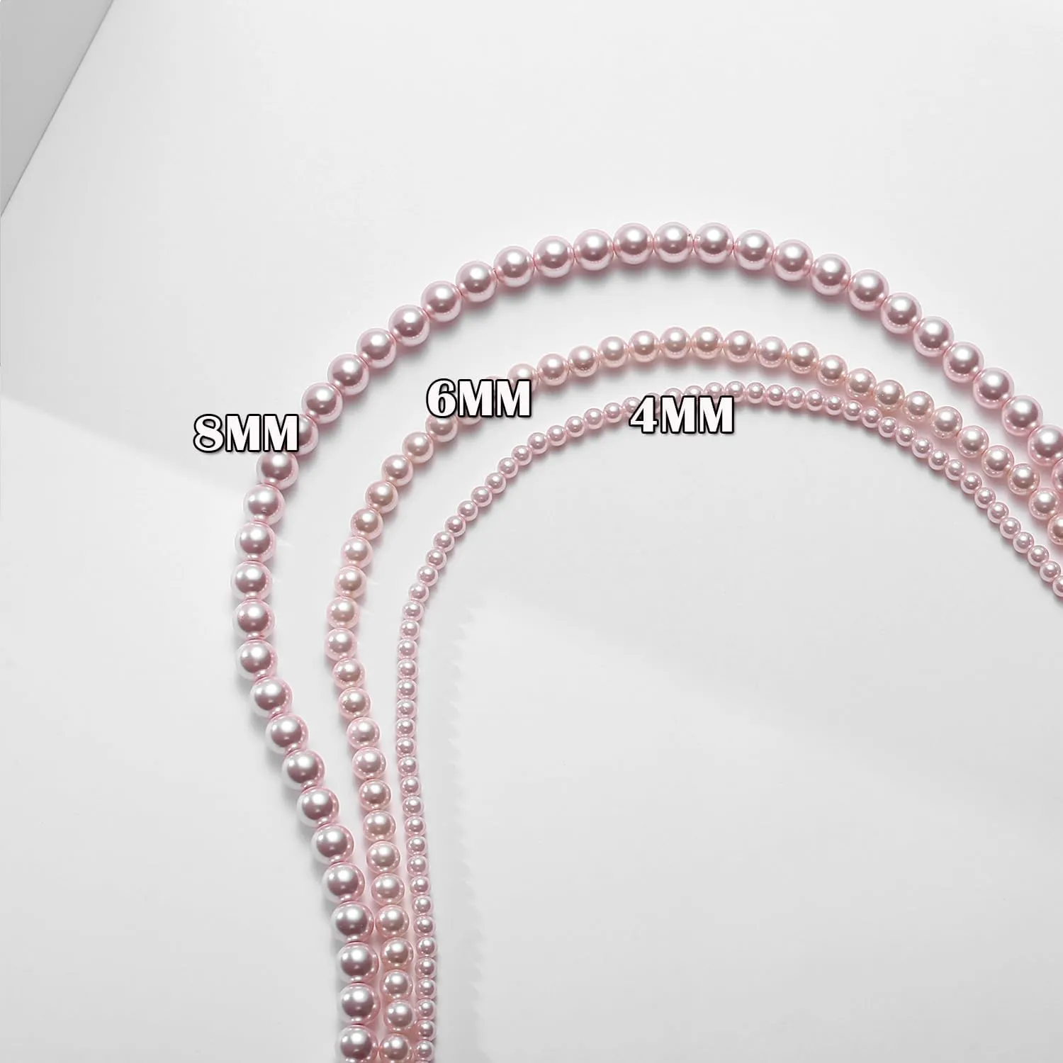 Pale Pink Pearl Necklace for Women 4mm 6mm 8mm 14-18" Round Faux Pearl Choker Strand Jewelry Gifts