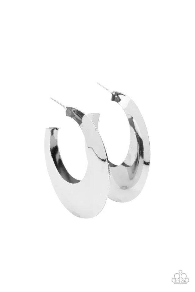 Paparazzi Earring ~ Going OVAL-board - Silver