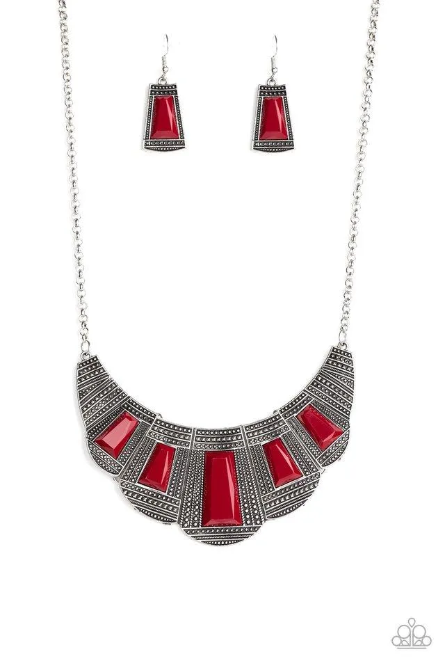 Paparazzi Necklace ~ Lion Den - Red