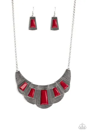 Paparazzi Necklace ~ Lion Den - Red