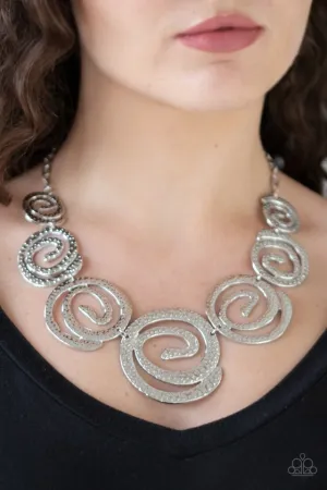 Paparazzi Necklace ~ Statement Swirl - Silver