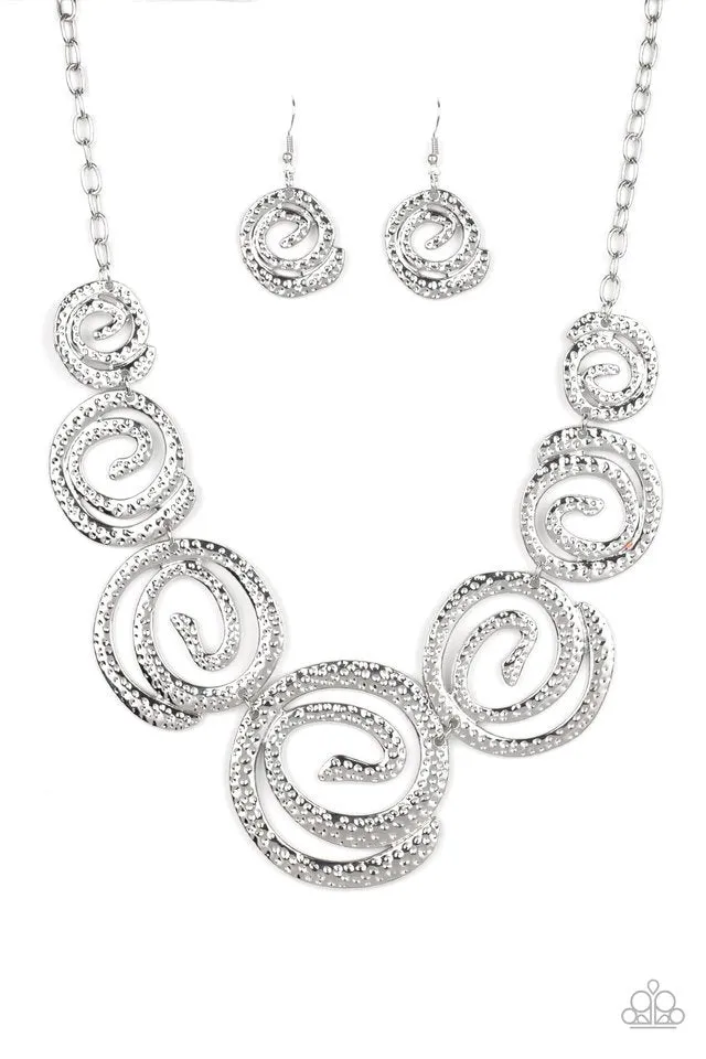 Paparazzi Necklace ~ Statement Swirl - Silver