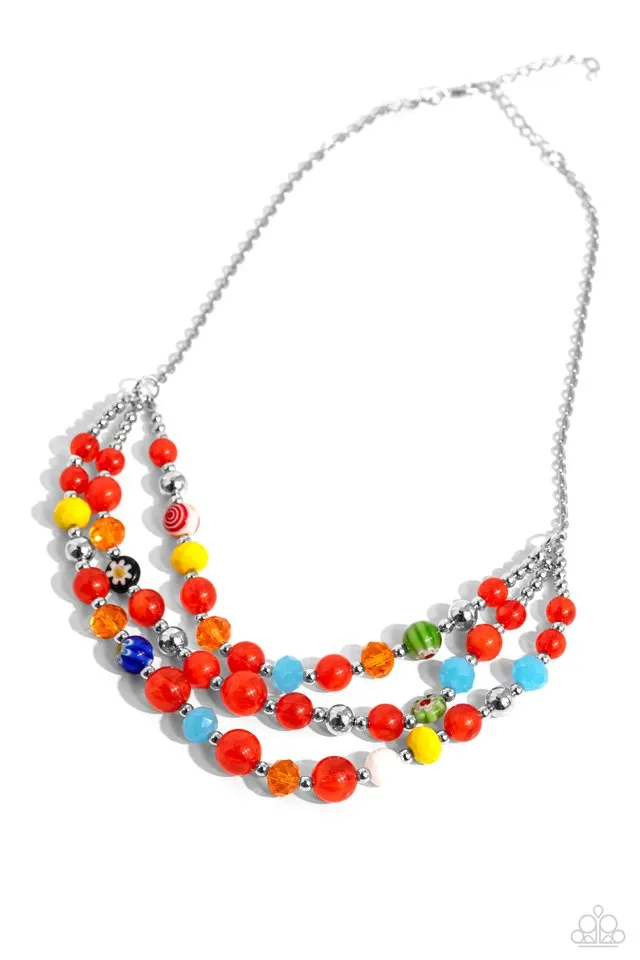 Paparazzi Necklace ~ Summer Scope - Red