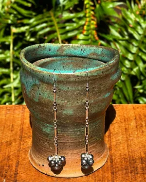 Peacock Pearl and Sterling Silver One Chain Drop Earrings