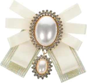 Pearl Bow Brooch Rhinestone Brooches Coat Lapel Pin Suit Pin Suit Brooch Bow Tie for Women Hat Brooch
