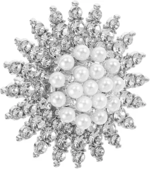 Pearl Brooch Alloy Rhinestone Collar Pin Scarf Buckle Brooches Scarf Ring Clip for Women Rhinestone