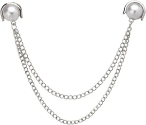 Pearl Brooch Pins Tassel Chain Brooch Collar Pins Lapel Pins for Men Women Dress Shirt Collar Chain Suit Collar Brooch Hanging Chain Lapel Pin for Men Suits Tuxedo Shirt Accessories