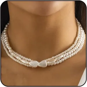 Pearl Choker Necklaces for Women Gold Faux Pearl Necklaces for Women Dainty Pearl Chain Necklace Vintage Big Pearl Chocker Trendy Pearls Necklace Simple Pearl Jewelry