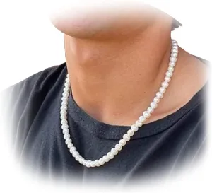Pearl Necklace for Men Pearl Strand Necklaces White Simulated Shell Pearl Choker Necklaces Sterling Silver Pearl Necklace 18 inch Colorful knotted Necklace with Gifts Box