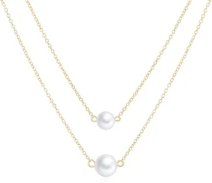 Pearl Necklaces for Women 14k Gold Plated Dainty Choker Layered Pearls Pendant Necklace for Girls Cute Simple Faux Pearl Necklace Trendy Thin Small Drop Chain Wedding Prom Bridal Jewelry Gift