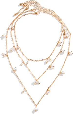 Pearl Pendant Necklaces for Women Dainty Layered Pearl Chain Necklace Summer Pearl Jewelry Adjustable Chain Simple Jewelry Gifts for Women
