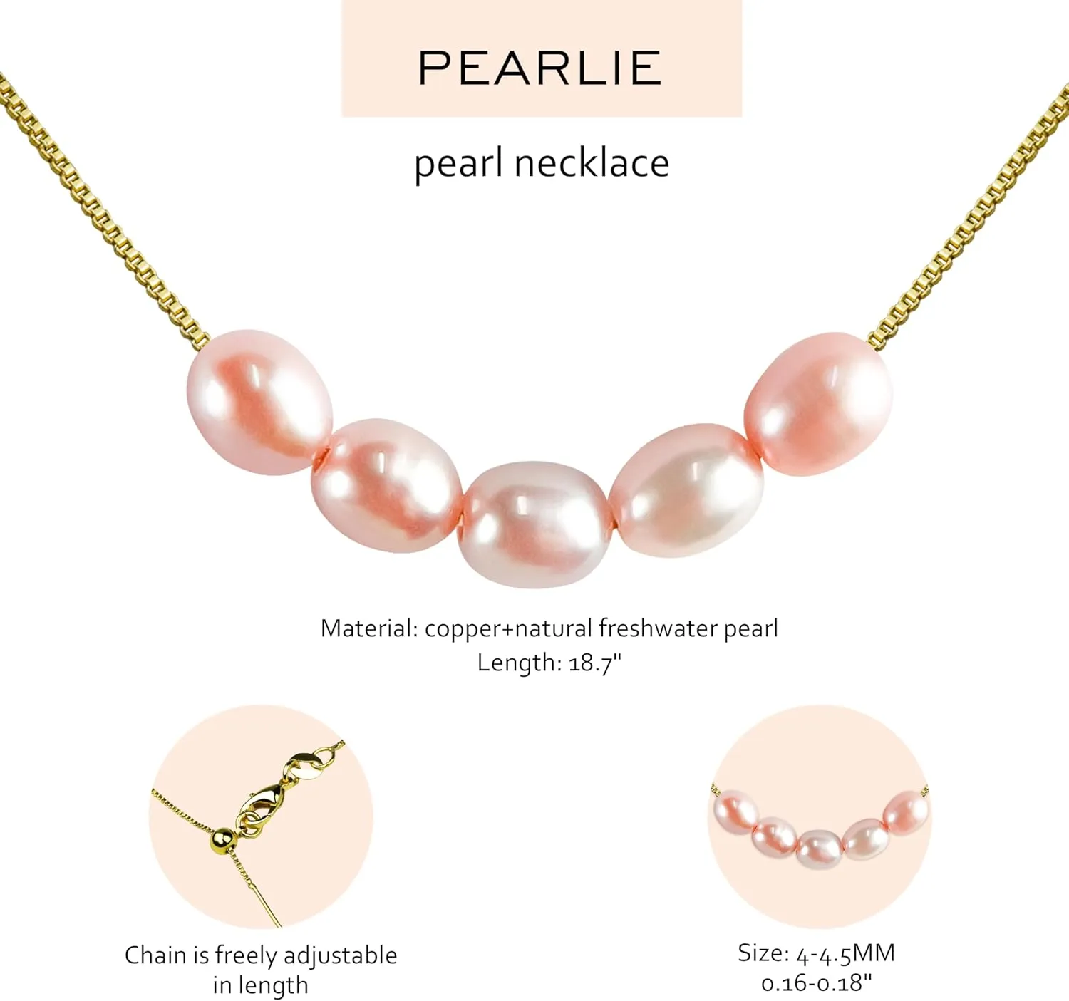 PEARLIE Dainty Pearl Pendant Necklaces for Women Delicate Choker Necklaces Handmade Freshwater Pearl Chain Necklace Lady Summer Costume Accessories