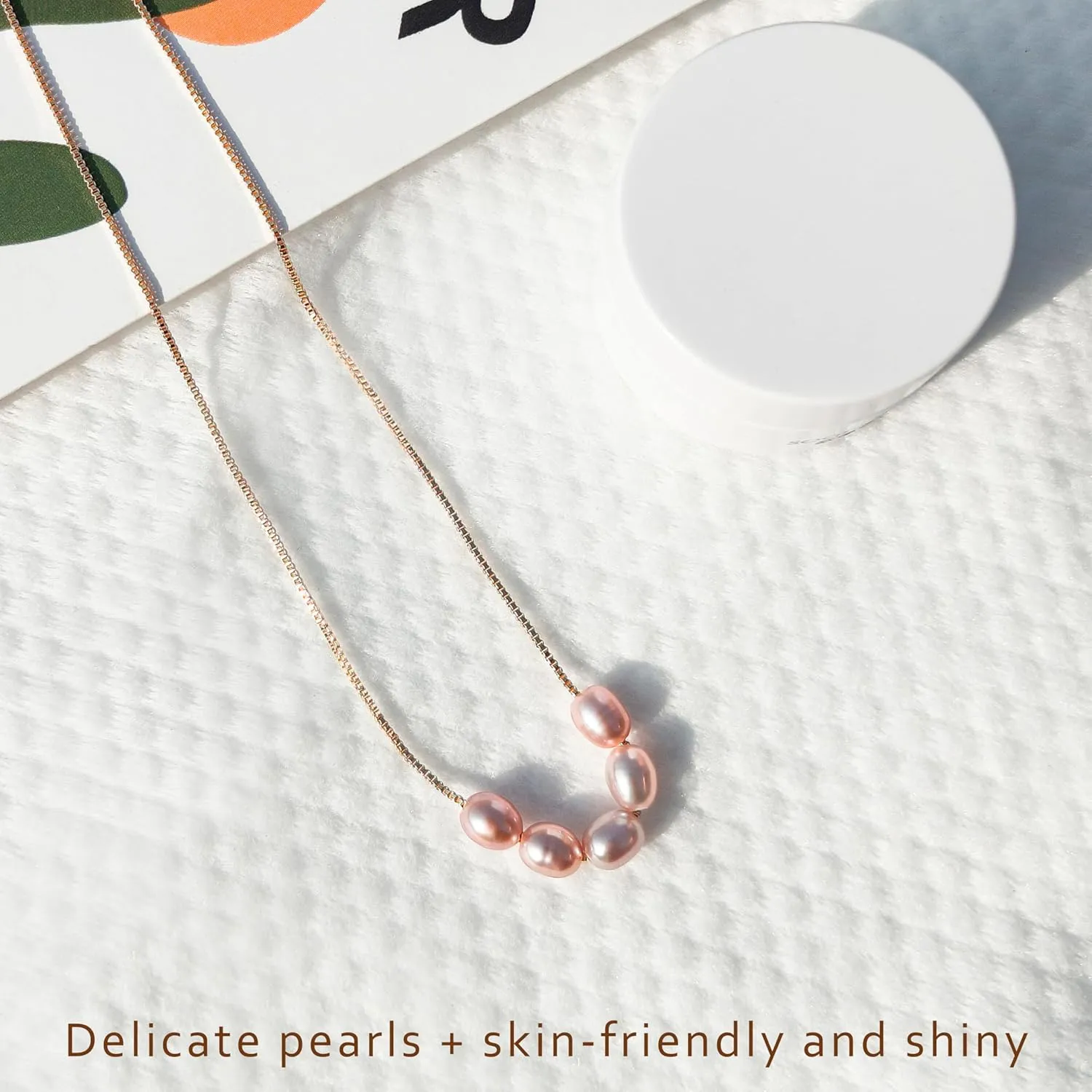 PEARLIE Dainty Pearl Pendant Necklaces for Women Delicate Choker Necklaces Handmade Freshwater Pearl Chain Necklace Lady Summer Costume Accessories