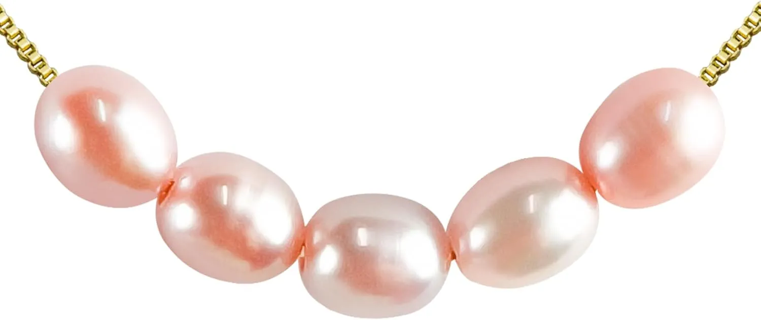 PEARLIE Dainty Pearl Pendant Necklaces for Women Delicate Choker Necklaces Handmade Freshwater Pearl Chain Necklace Lady Summer Costume Accessories