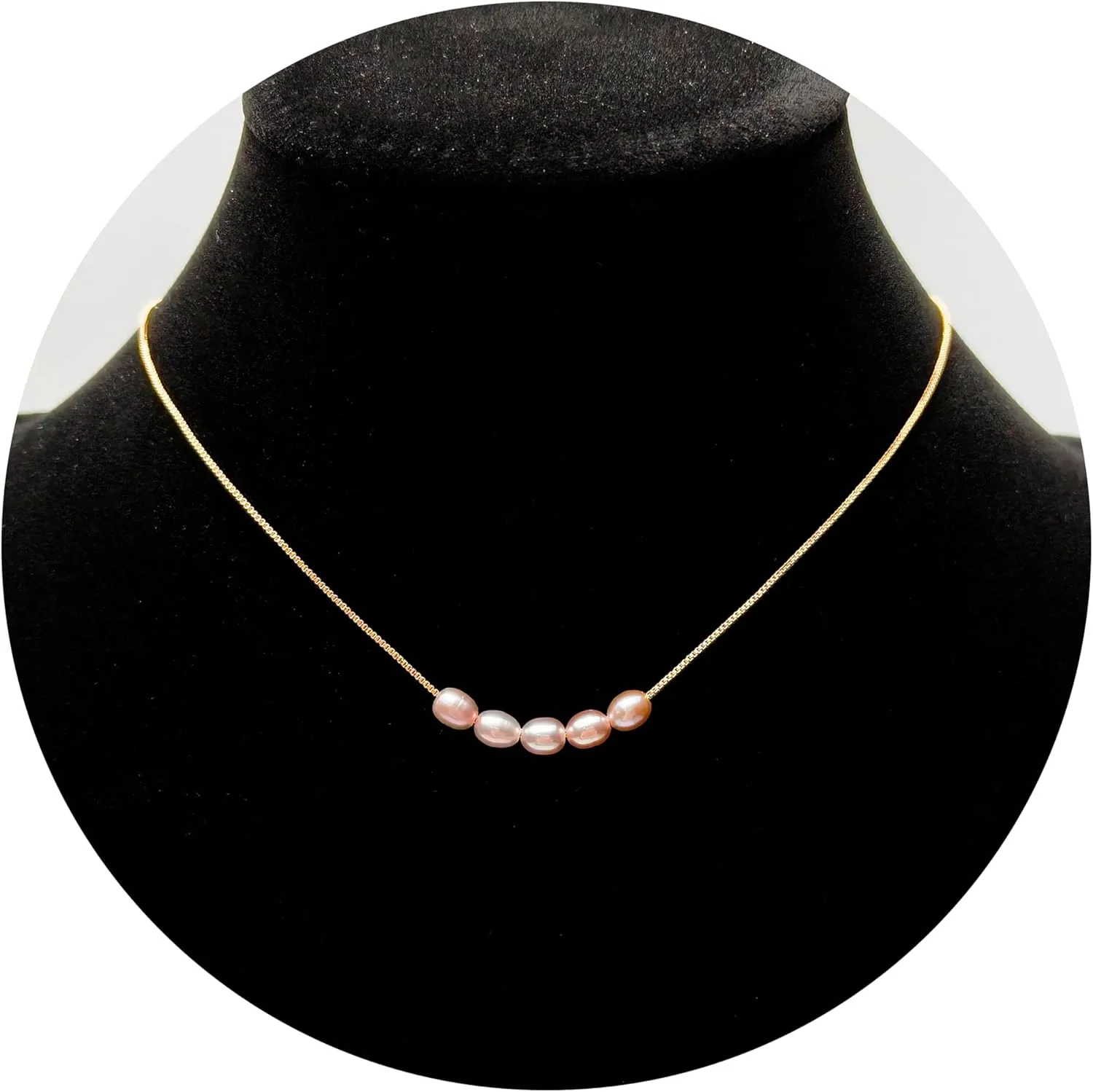 PEARLIE Dainty Pearl Pendant Necklaces for Women Delicate Choker Necklaces Handmade Freshwater Pearl Chain Necklace Lady Summer Costume Accessories