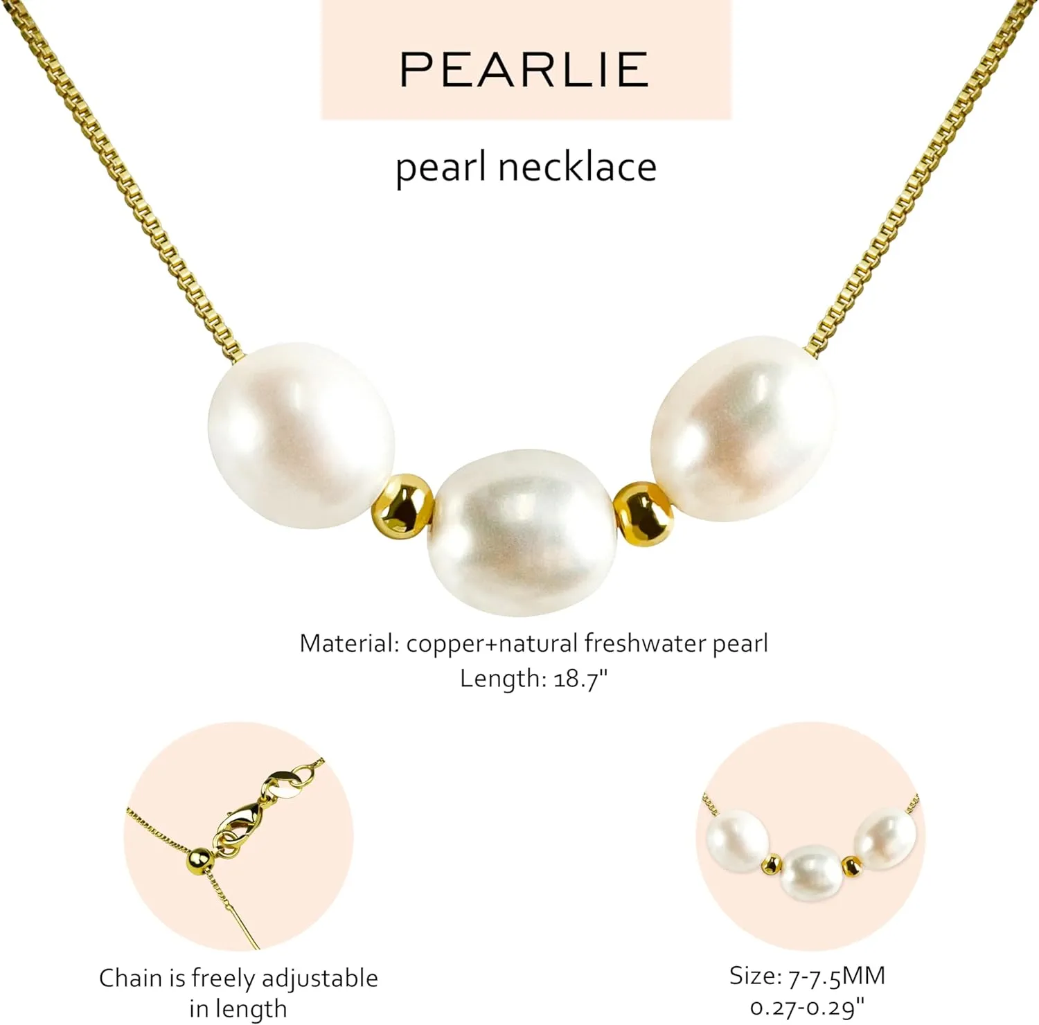 PEARLIE Necklaces for Women, Dainty Pearl Choker Necklaces Handmade Pearl Pendant Necklace Simple Gold Necklace Jewelry for Trendy Wedding Birthday