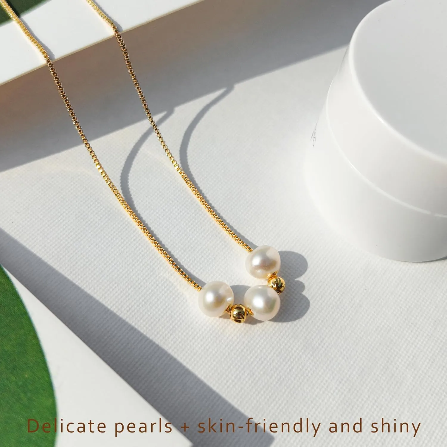 PEARLIE Necklaces for Women, Dainty Pearl Choker Necklaces Handmade Pearl Pendant Necklace Simple Gold Necklace Jewelry for Trendy Wedding Birthday