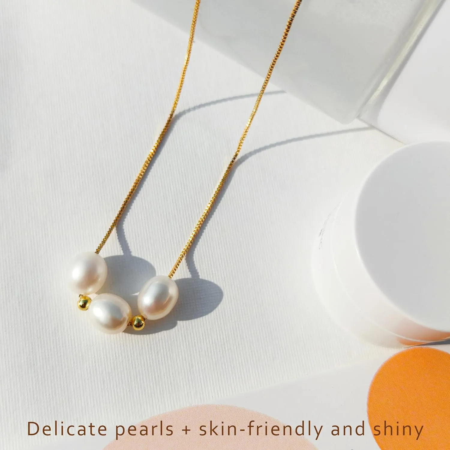 PEARLIE Necklaces for Women, Dainty Pearl Choker Necklaces Handmade Pearl Pendant Necklace Simple Gold Necklace Jewelry for Trendy Wedding Birthday