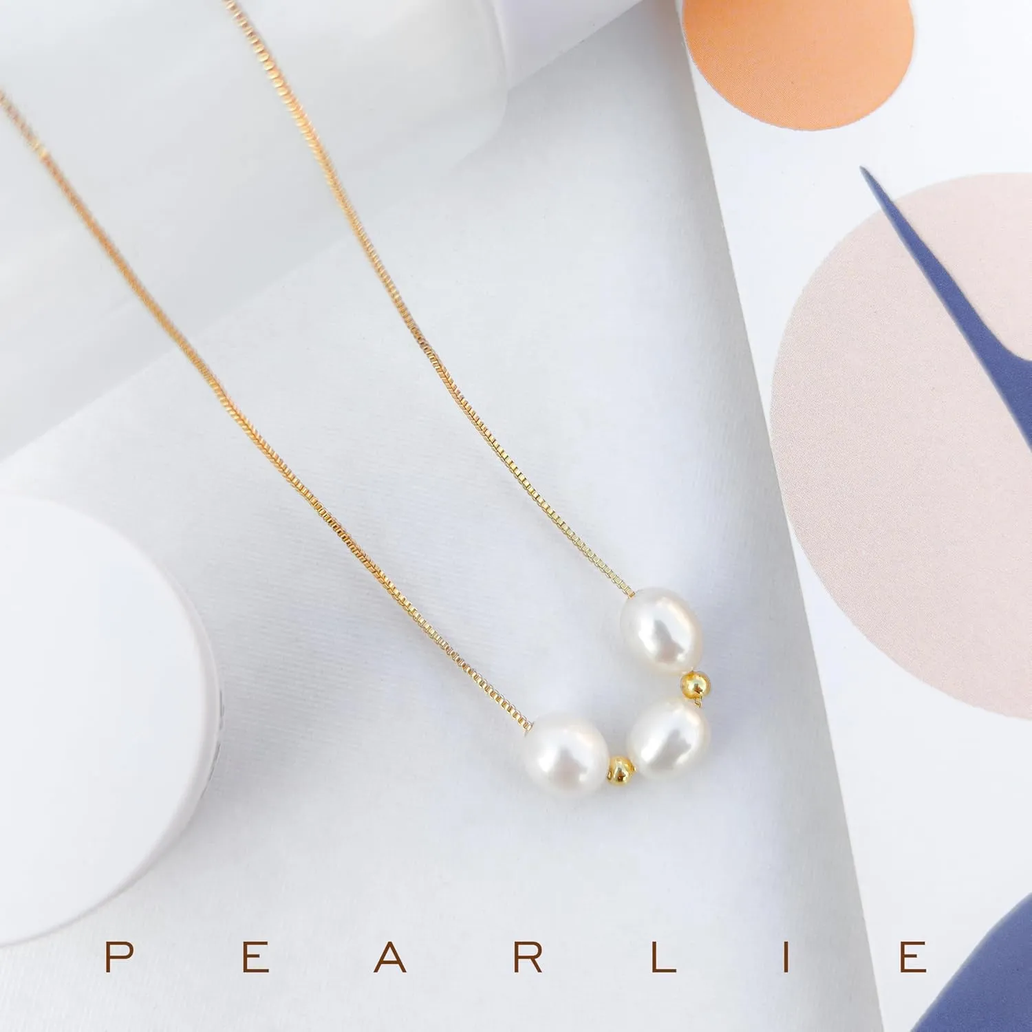 PEARLIE Necklaces for Women, Dainty Pearl Choker Necklaces Handmade Pearl Pendant Necklace Simple Gold Necklace Jewelry for Trendy Wedding Birthday
