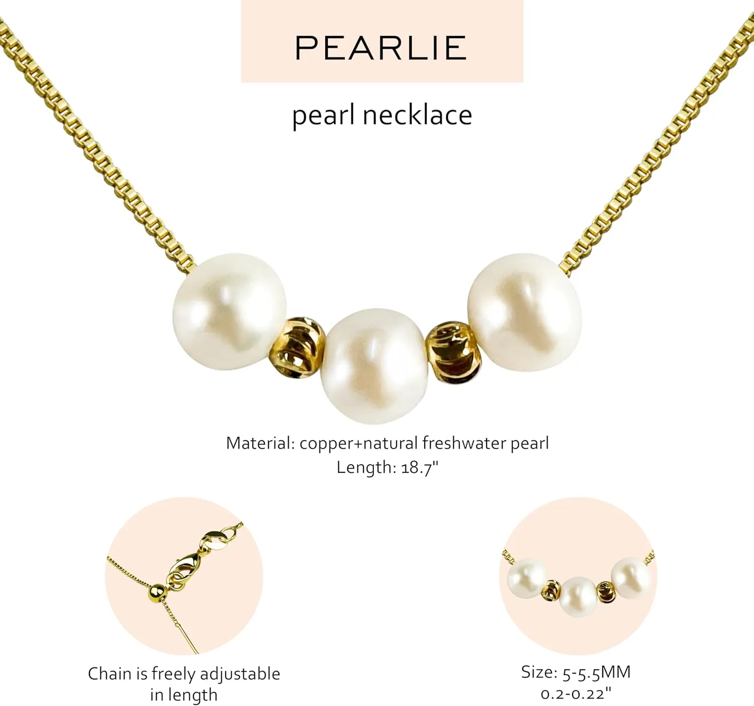 PEARLIE Necklaces for Women, Dainty Pearl Choker Necklaces Handmade Pearl Pendant Necklace Simple Gold Necklace Jewelry for Trendy Wedding Birthday